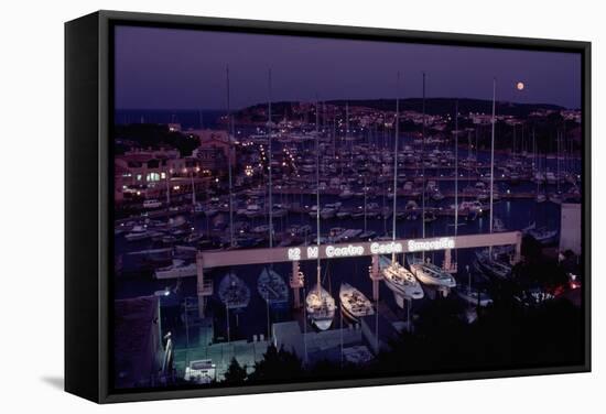 Marina of Porto Cervo at Night-Vittoriano Rastelli-Framed Stretched Canvas