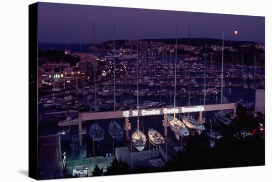 Marina of Porto Cervo at Night-Vittoriano Rastelli-Stretched Canvas