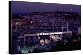 Marina of Porto Cervo at Night-Vittoriano Rastelli-Stretched Canvas