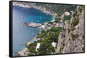 Marina Piccola and Coast from Giardini Di Augusto, Capri, Capri Island, Campania, Italy-Massimo Borchi-Framed Stretched Canvas