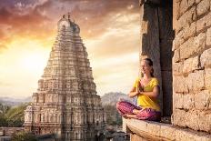 Yoga in Hampi Temple-Marina Pissarova-Framed Photographic Print