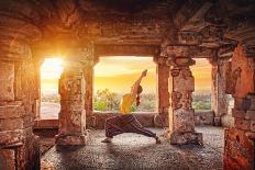 Yoga in Hampi Temple-Marina Pissarova-Framed Photographic Print