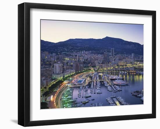 Marina, Waterfront and Town of Monte Carlo in the Evening, Monaco, Mediterranean, Europe-Rainford Roy-Framed Photographic Print