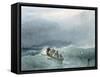 Marine, barque avec cinq marins sur une mer un peu agitée-Richard Parkes Bonington-Framed Stretched Canvas