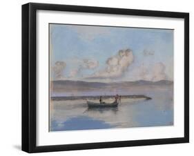 Marine: Boat Green in the Foreground with Two Figures-Charles Cottet-Framed Giclee Print