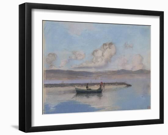 Marine: Boat Green in the Foreground with Two Figures-Charles Cottet-Framed Giclee Print