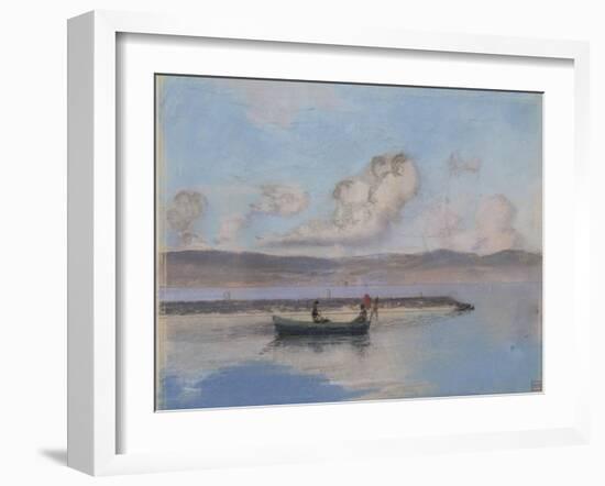 Marine: Boat Green in the Foreground with Two Figures-Charles Cottet-Framed Giclee Print