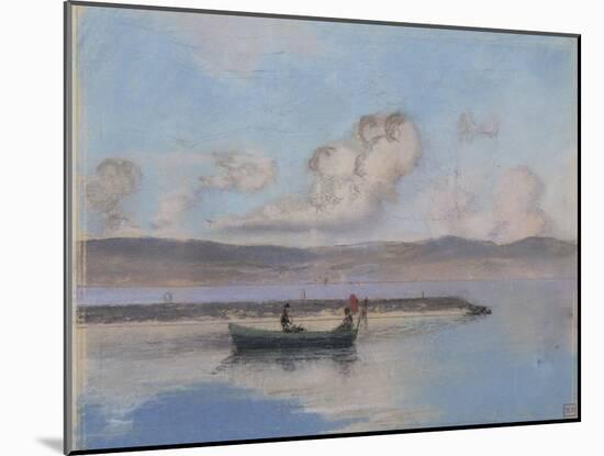 Marine: Boat Green in the Foreground with Two Figures-Charles Cottet-Mounted Giclee Print