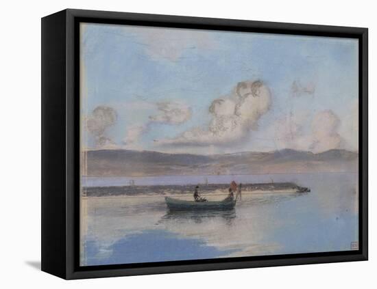 Marine: Boat Green in the Foreground with Two Figures-Charles Cottet-Framed Stretched Canvas