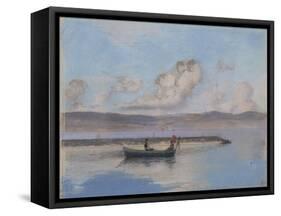 Marine: Boat Green in the Foreground with Two Figures-Charles Cottet-Framed Stretched Canvas