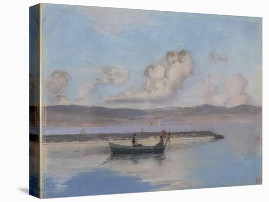 Marine: Boat Green in the Foreground with Two Figures-Charles Cottet-Stretched Canvas