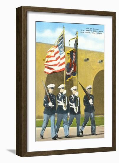 Marine Color Guard, San Diego, California-null-Framed Art Print