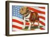 Marine Corp Boxer Dog with Flag-null-Framed Art Print