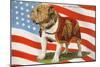 Marine Corp Boxer Dog with Flag-null-Mounted Art Print