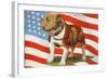 Marine Corp Boxer Dog with Flag-null-Framed Art Print