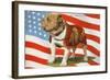 Marine Corp Boxer Dog with Flag-null-Framed Art Print