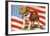 Marine Corp Boxer Dog with Flag-null-Framed Art Print