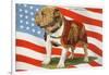 Marine Corp Boxer Dog with Flag-null-Framed Art Print