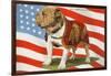 Marine Corp Boxer Dog with Flag-null-Framed Art Print