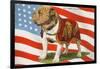 Marine Corp Boxer Dog with Flag-null-Framed Art Print