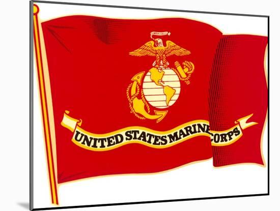 Marine Corps Flag-null-Mounted Art Print