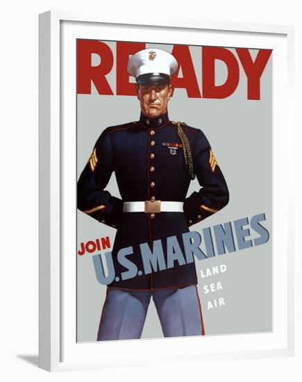 Marine Corps Recruiting Poster from World War II-Stocktrek Images-Framed Premium Photographic Print