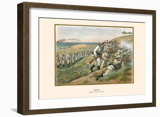 Marine Landing Party Skirmishes on the Beach-G. Arnold-Framed Art Print