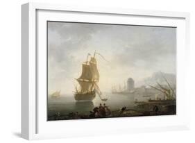 Marine, le midi, pêcheurs tirant un filet-Claude Joseph Vernet-Framed Giclee Print