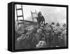 Marine Lt. Baldomero Lopez Scaling a Seawall after Landing on Red Beach in the Invasion of Inchon-null-Framed Stretched Canvas