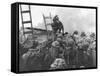 Marine Lt. Baldomero Lopez Scaling a Seawall after Landing on Red Beach in the Invasion of Inchon-null-Framed Stretched Canvas