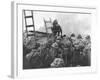 Marine Lt. Baldomero Lopez Scaling a Seawall after Landing on Red Beach in the Invasion of Inchon-null-Framed Photo