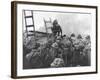 Marine Lt. Baldomero Lopez Scaling a Seawall after Landing on Red Beach in the Invasion of Inchon-null-Framed Photo