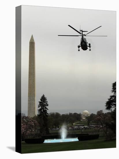 Marine One, with President Barack Obama Aboard, Leaves the White House in Washington-null-Stretched Canvas