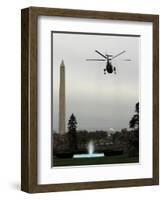 Marine One, with President Barack Obama Aboard, Leaves the White House in Washington-null-Framed Photographic Print