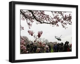 Marine One, with President Obama Aboard, Lifts Off from the South Lawn of the White House-null-Framed Photographic Print