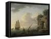 Marine par temps calme. Effet de soleil couchant-Claude Joseph Vernet-Framed Stretched Canvas