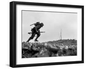 Marine Pfc. Paul E. Ison Runs Through Japanese Machine Gun Fire on Okinawa-null-Framed Photo