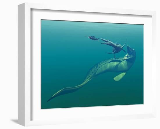 Marine Predators of the Cretaceous Period-Stocktrek Images-Framed Photographic Print