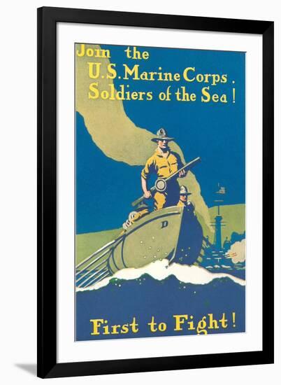 Marine Recruitment Poster, First to Fight-null-Framed Art Print
