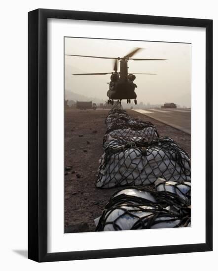 Marine Specialists Attach Sling Loads to the Body of an Army CH-47 Chinook Cargo Helicopter-Stocktrek Images-Framed Photographic Print