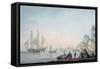 Marine View, with Boat and Figures on a Shore-Samuel Atkins-Framed Stretched Canvas