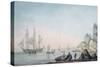Marine View, with Boat and Figures on a Shore-Samuel Atkins-Stretched Canvas