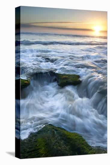 Marineland, Florida: Waves Crashing over the Algae Covered Rocks-Brad Beck-Stretched Canvas
