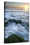 Marineland, Florida: Waves Crashing over the Algae Covered Rocks-Brad Beck-Stretched Canvas