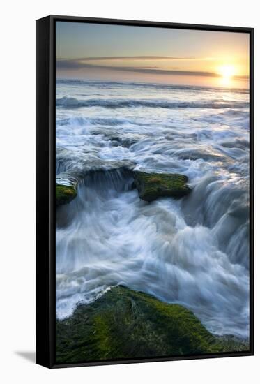 Marineland, Florida: Waves Crashing over the Algae Covered Rocks-Brad Beck-Framed Stretched Canvas