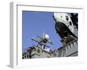 Marines and Sailors Fast-Rope from the Rear of a CH-46E Sea Knight Helicopter-Stocktrek Images-Framed Photographic Print