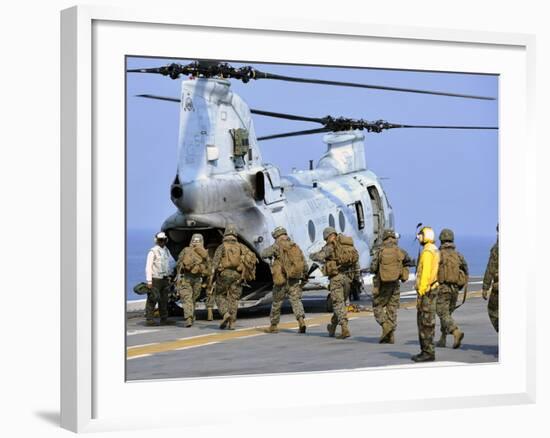 Marines Board a CH-46E Sea Knight Helicopter-Stocktrek Images-Framed Photographic Print