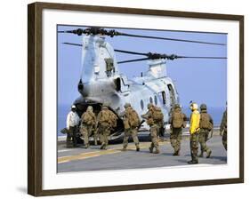 Marines Board a CH-46E Sea Knight Helicopter-Stocktrek Images-Framed Photographic Print