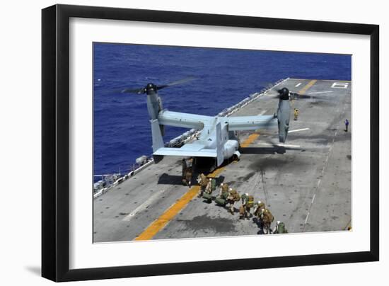 Marines Board an MV-22 Osprey on the Flight Deck of USS Bonhomme Richard-null-Framed Photographic Print