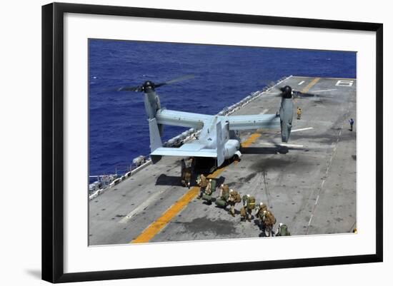 Marines Board an MV-22 Osprey on the Flight Deck of USS Bonhomme Richard-null-Framed Photographic Print